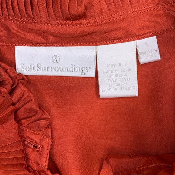 Soft Surroundings : silk tuxedo ruffled blouse #0113 - Picture 7 of 9